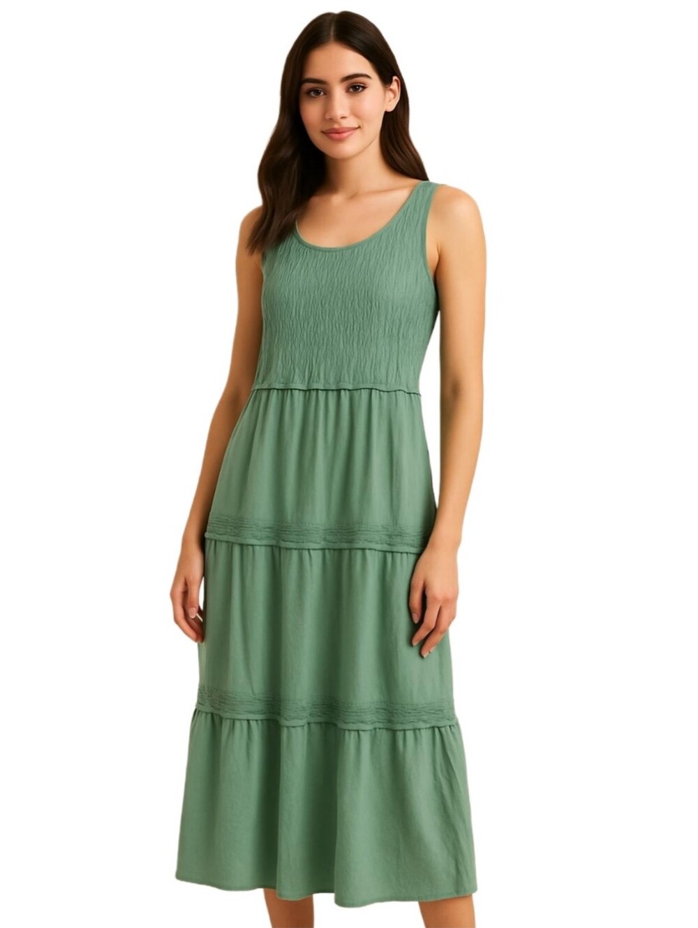 NWOT Studio 1886 Sage Tiered Maxi